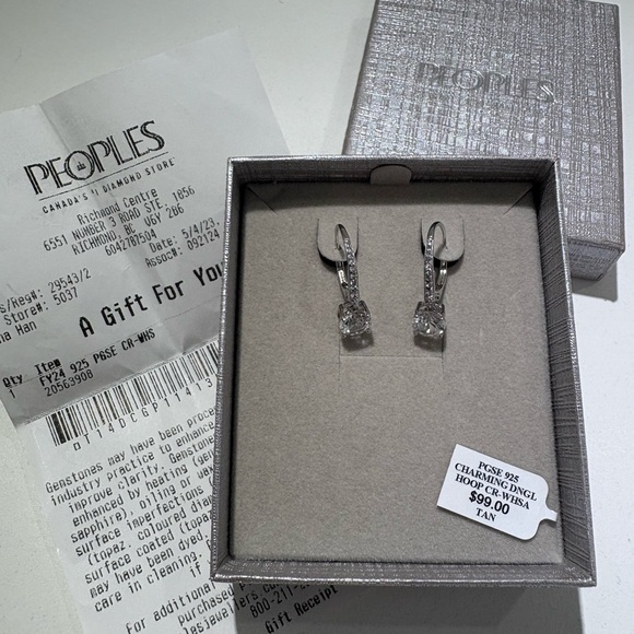 People's Liberation Jewelry - Peoples Silver White Sapphire Hoop earrings